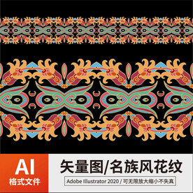 复古传统名族风花纹 