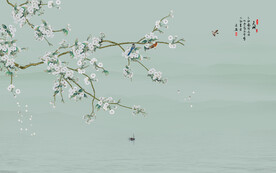 新中式花鸟画背景墙