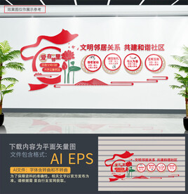 文明邻里社区文化墙