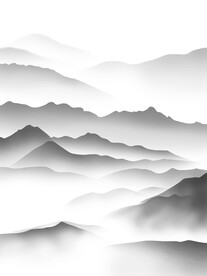 高清分层透明底水墨山水打印图