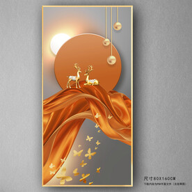 现代绸带麋鹿发光玄关画
