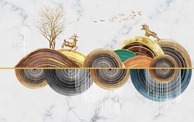 一麋发财新中式背景墙