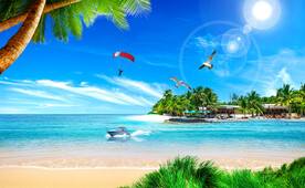 蓝天白云大海沙滩