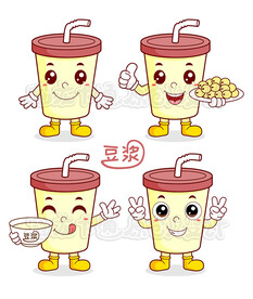 卡通豆浆奶茶清新版