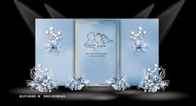 雾霾蓝婚礼迎宾区