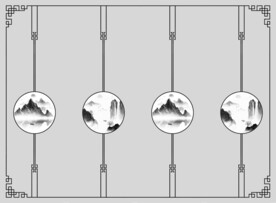 高清分层透明底推拉门打印图