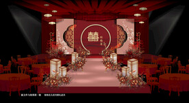 红粉色婚礼效果图