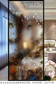 高清分层透明底屏风玻璃打印图