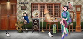 民国风老上海风情背景墙壁画