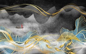 意境山水九鱼画