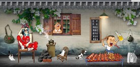 复古怀旧80后90后童年背景墙