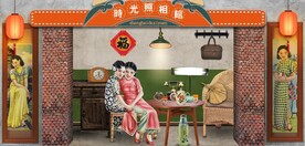 民国风老上海风情背景墙壁画 