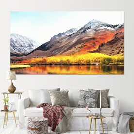 秋天山脉自然风景油画装饰画