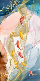 抽象水墨九鱼玄关