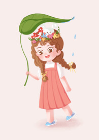 可爱森系小女孩插画元素