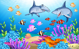 卡通海底世界背景墙