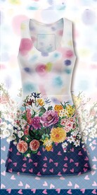 欧美花卉拼接新型女装定位印花