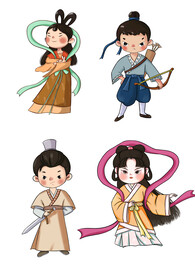 一组古风人物形象原创插画