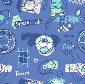 蓝色字母漫画足球