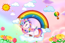 卡通独角兽背景墙