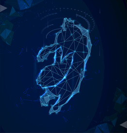 线条三角粒子科技习俗年兔子