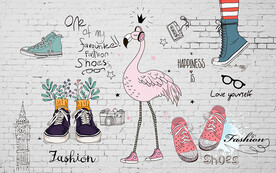 个性砖墙时尚帆布鞋工装背景墙