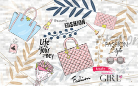 北欧简约砖墙包包工装背景墙