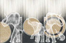 装饰画 几何图三联画 抽象大象