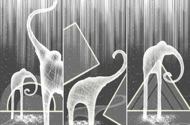 装饰画 几何图三联画 抽象大象