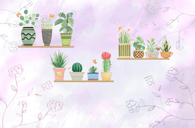 植物花盆背景墙