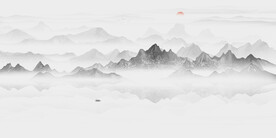 水墨山水画背景墙