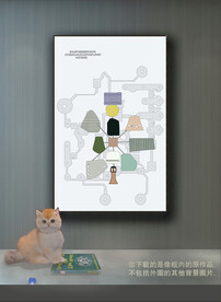  现代抽象线条色块装饰画