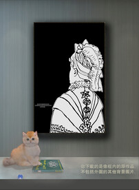 新中式黑白色块抽象装饰画 