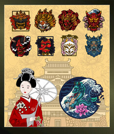 矢量日本传统面具