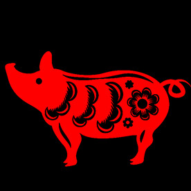 十二生肖旋转的猪