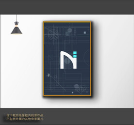 抽象色块组合装饰画