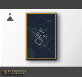  现代抽象线条色块装饰画