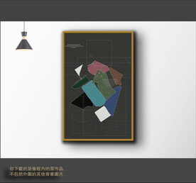 欧式抽象色块组合装饰画