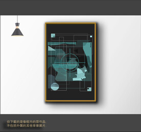 现代抽象线条色块装饰画
