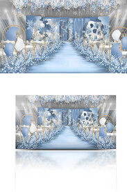 蓝色轻奢舞台婚礼效果图