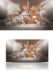 唯美浪漫轻奢奶茶色婚礼效果图舞