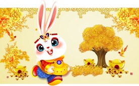 卡通兔样子财神