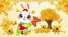 卡通兔样子财神