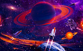 宇宙星空飞船背景