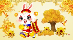 兔子模板卡通兔财神