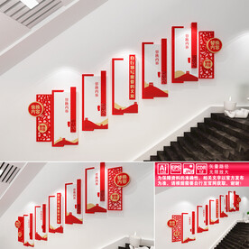 红色楼道文化墙