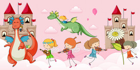 卡通火龙背景墙画