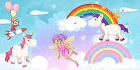 可爱卡通独角兽背景墙