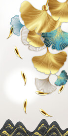 轻奢装饰画 杏叶 鱼