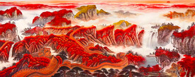 长城秋色山水画